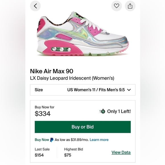 NIKE AIR MAX 90 LX Daisy Leopard Iridescent (Women’s) Size 11 Men’s 9.5 EUC - Picture 6 of 6
